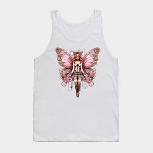 Pink Steampunk Butterfly Woman Tank Top